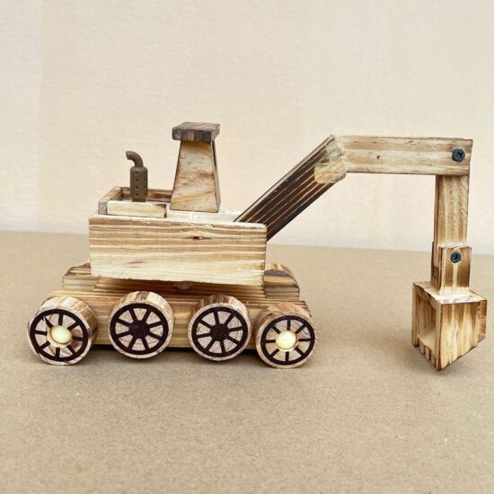 Wooden engineering vehicle toy excavator model for boys
