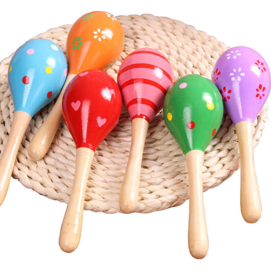 Kids wooden maracas percussion toy for early music learning