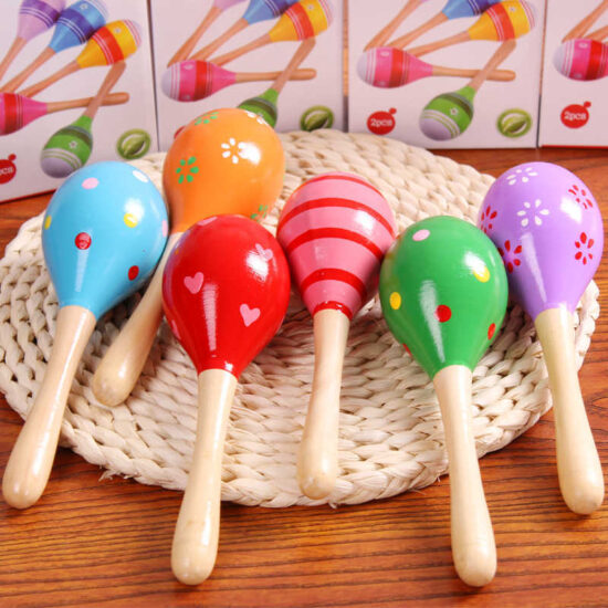 Kids wooden maracas percussion toy for early music learning