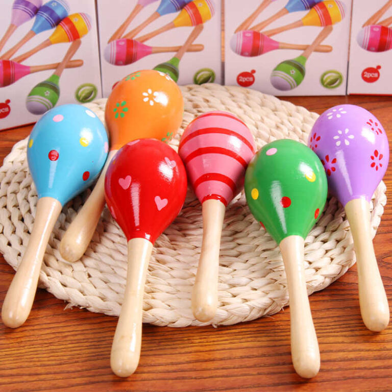 Kids wooden maracas percussion toy for early music learning