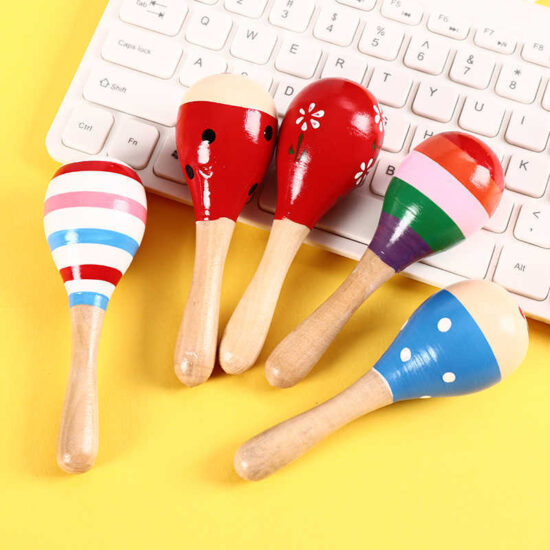 Kids wooden maracas percussion toy for early music learning