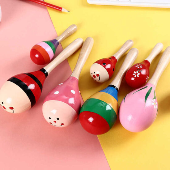 Kids wooden maracas percussion toy for early music learning