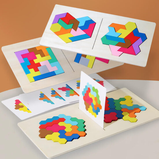  Montessori 2-player wooden matching puzzle game for kids