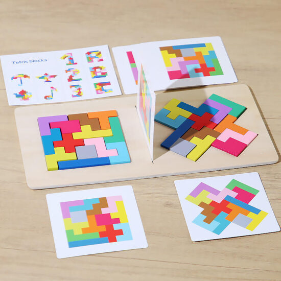  Montessori 2-player wooden matching puzzle game for kids
