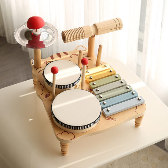 Kids wooden music hammer table with xylophone and Orff design