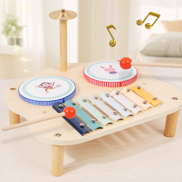 Kids wooden music hammer table with xylophone and Orff design