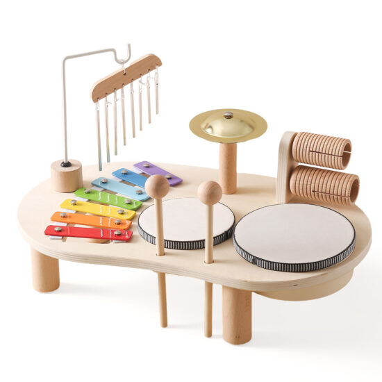 Kids wooden music hammer table with xylophone and Orff design