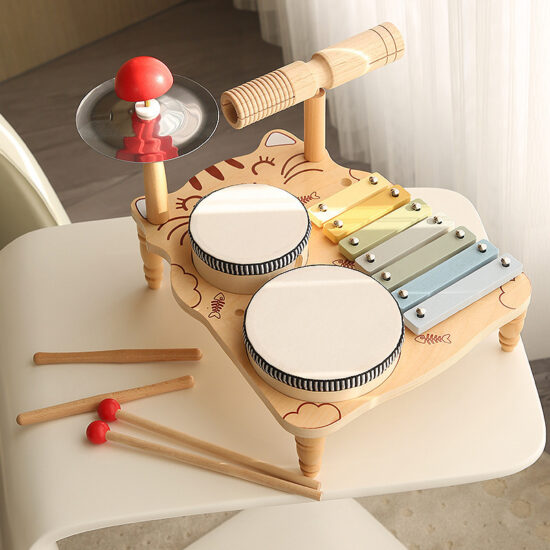 Kids wooden music hammer table with xylophone and Orff design