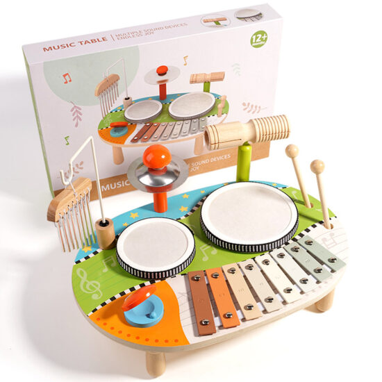 Kids wooden music hammer table with xylophone and Orff design