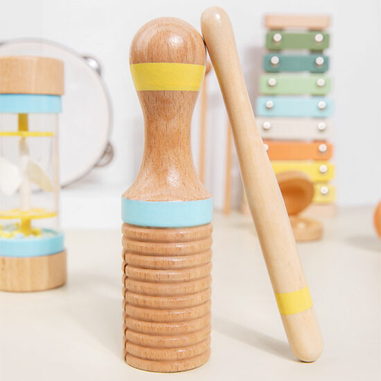 9-piece wooden musical toy set for children with percussion instruments
