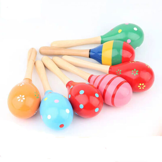 Baby wooden toy with xylophone, bead maze, and shape stacker