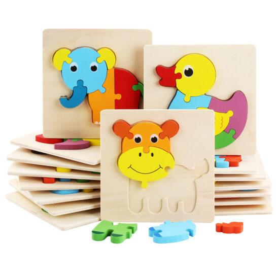 Wooden 3D animal puzzle toy for toddlers and early learning