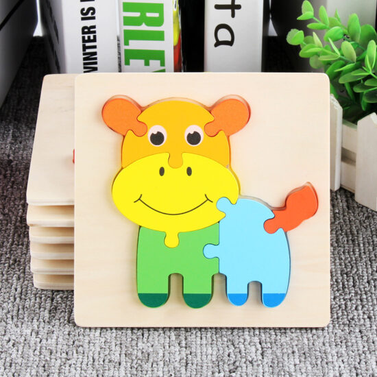 Wooden 3D animal puzzle toy for toddlers and early learning
