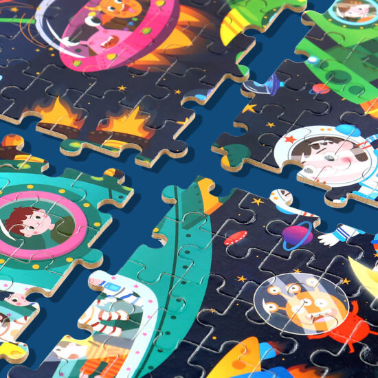 100-piece cartoon wooden puzzle in metal box for kids