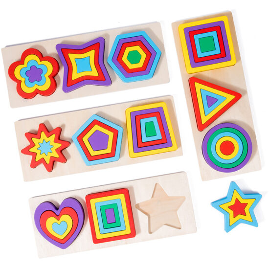 3D wooden shape matching puzzle for toddler early education