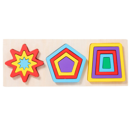 3D wooden shape matching puzzle for toddler early education
