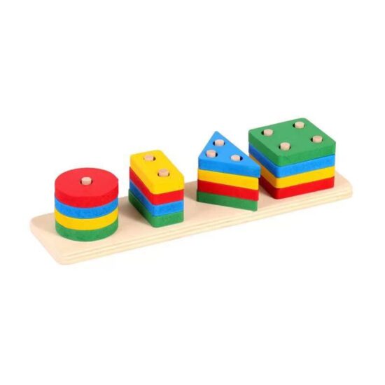 Wooden 4 and 5-column geometric shape matching toy for toddlers