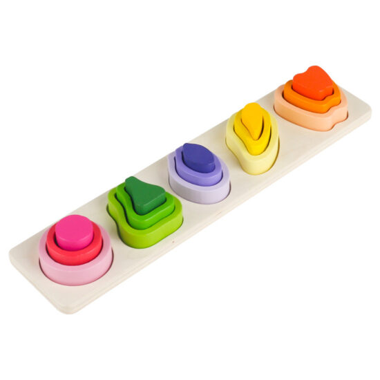Wooden 4 and 5-column geometric shape matching toy for toddlers