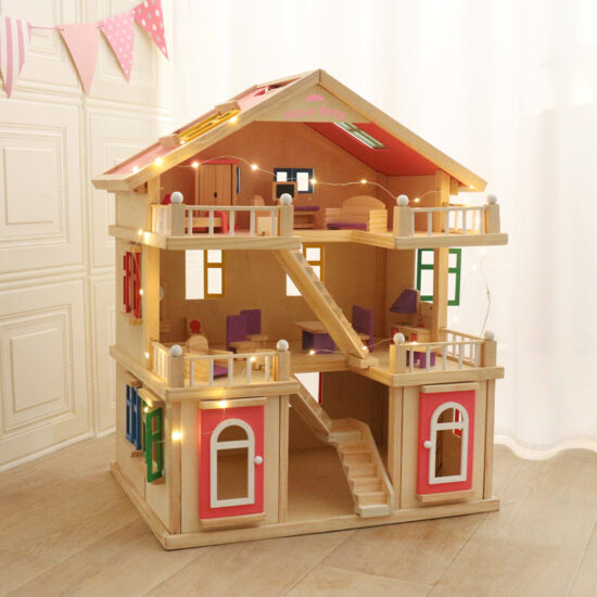Wooden Princess Dollhouse for Girls