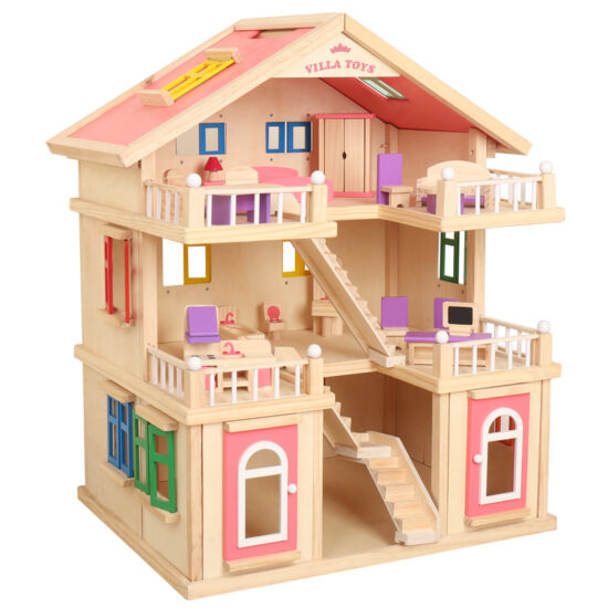 Wooden Princess Dollhouse for Girls