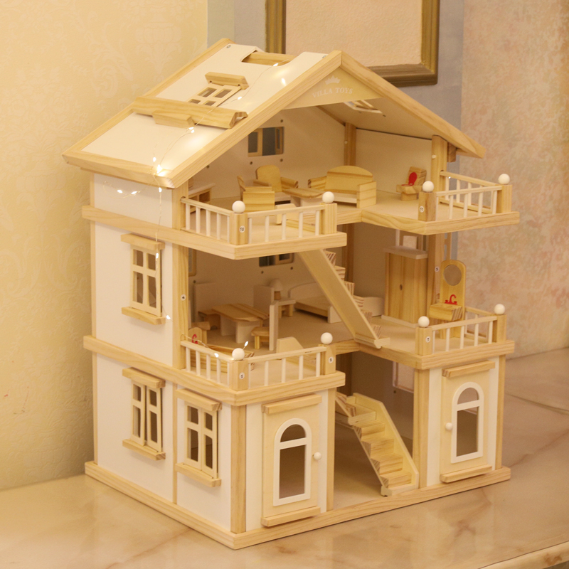 Wooden Princess Dollhouse for Girls