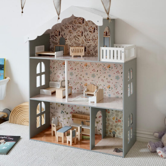 Nordic Wooden Princess Dollhouse with Lights