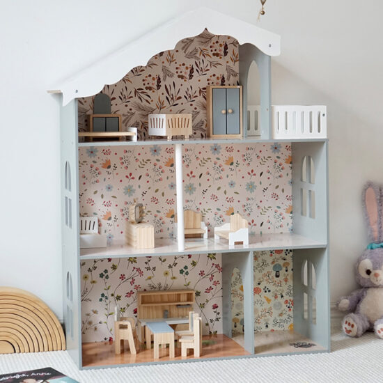Nordic Wooden Princess Dollhouse with Lights