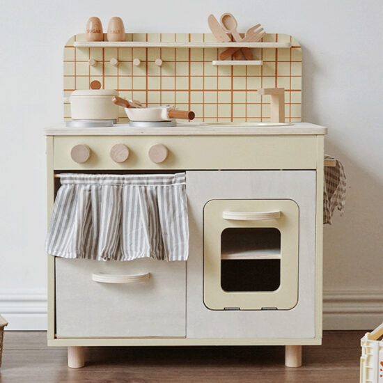 Wooden Kids Play Kitchen Set with Fridge & Oven