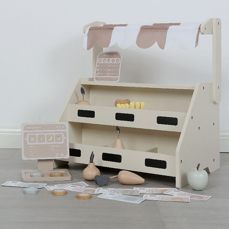 Wooden Kids Play Kitchen Set with Fridge & Oven