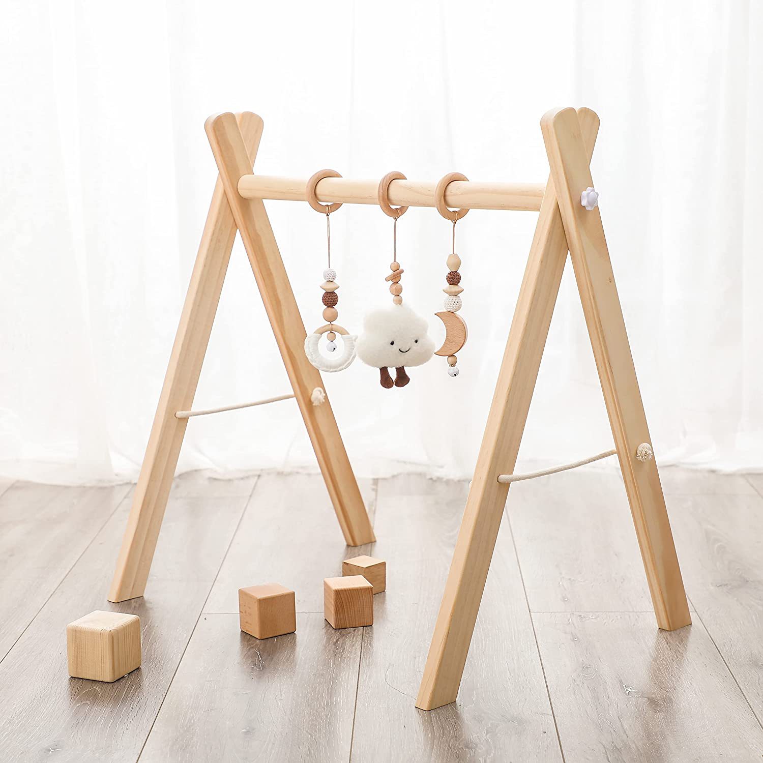 Wooden Baby Climbing Gym for Sensory and Motor Training