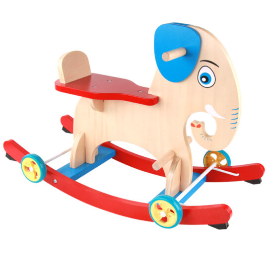  Solid wood elephant rocking car toy for children