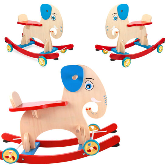  Solid wood elephant rocking car toy for children