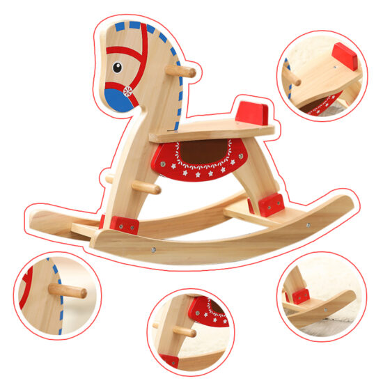 Wooden rocking horse toy for kids aged 2–6