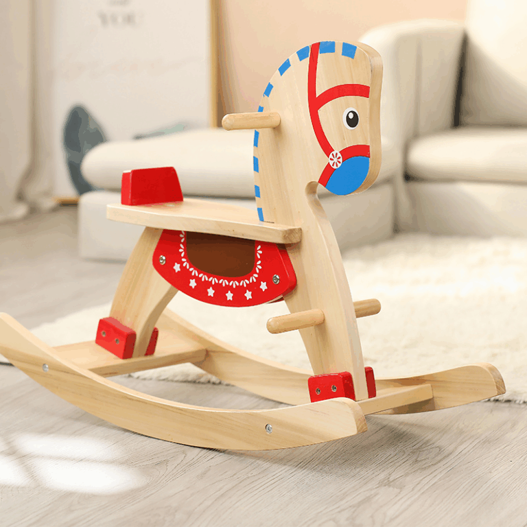 Wooden rocking horse toy for kids aged 2–6