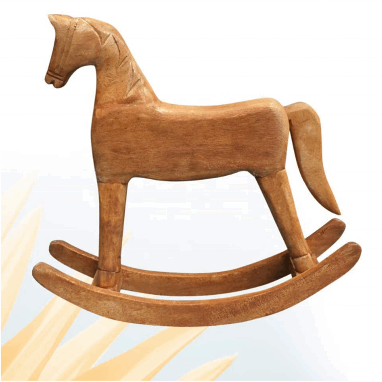 Wooden rocking horse decorative art piece