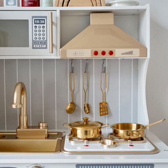 Wooden Golden Kitchen Pretend Play Set for Kids