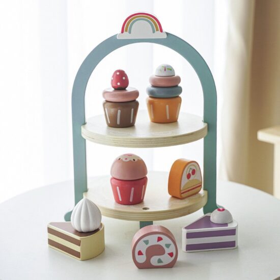 Wooden pretend play cake set for kids