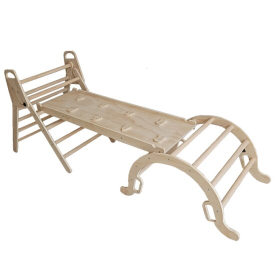 Wooden Multifunctional Triangle Climbing Ramp for Toddlers