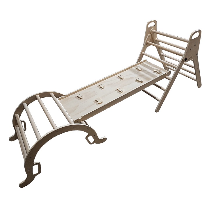 Wooden Multifunctional Triangle Climbing Ramp for Toddlers