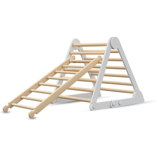 Natural wooden toddler climbing triangle with ladder