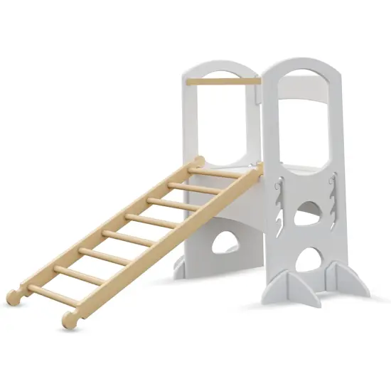 Natural wooden toddler climbing triangle with ladder