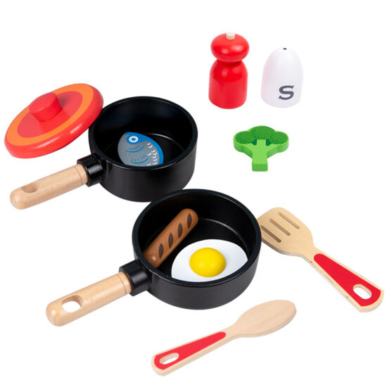 Wooden Pretend Cooking Set for Kids with Kitchen Tools