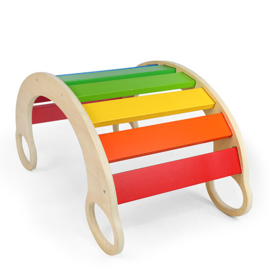 Wooden Rainbow Rocking Chair and Balance Board for Children