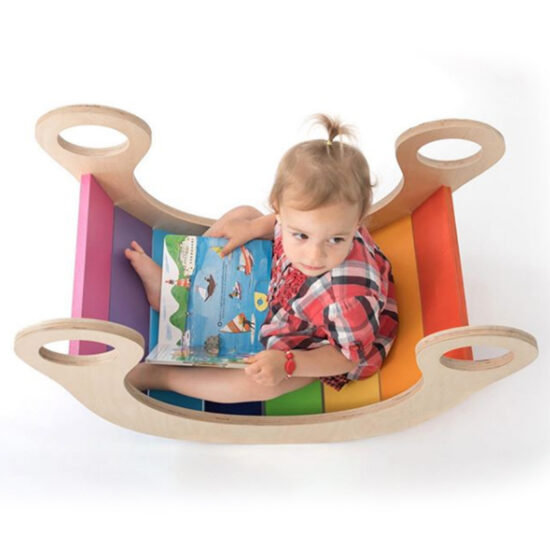 Wooden Rainbow Rocking Chair and Balance Board for Children