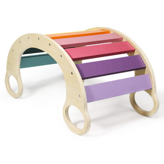 Wooden Rainbow Rocking Chair and Balance Board for Children