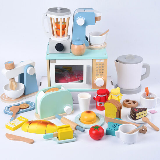 Wooden Pretend Kitchen Appliances for Kids Role Play