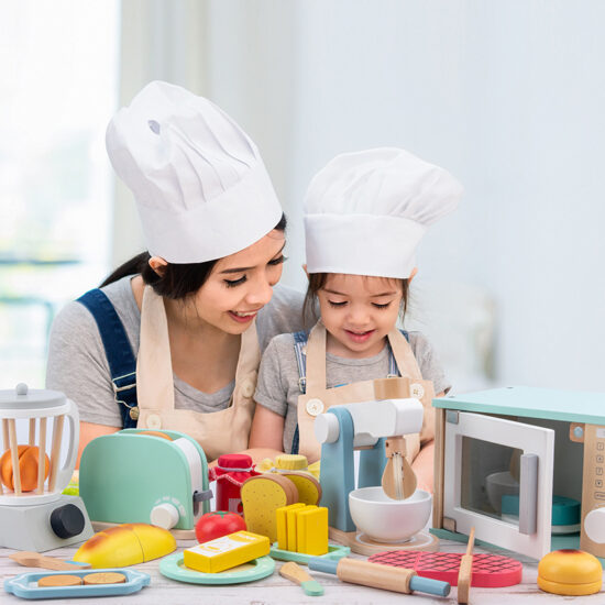 Wooden Pretend Kitchen Appliances for Kids Role Play