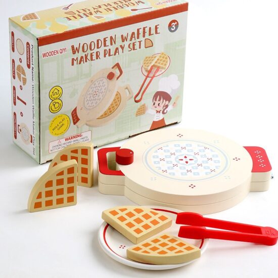 Wooden White Kitchen Toy Set with Toaster, Coffee Maker, Mixer