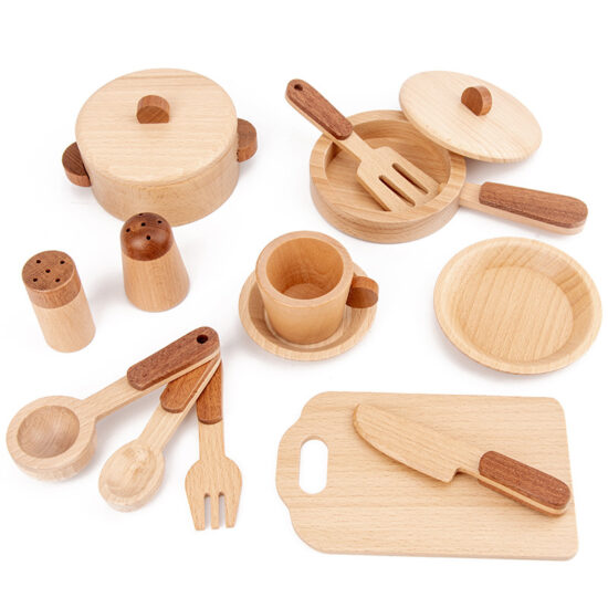 Natural wood fruit and vegetable cutting toy for kids