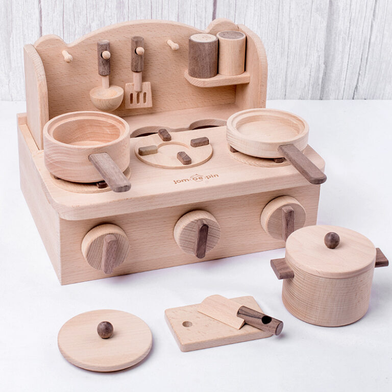 Wooden kitchen pretend play set for girls